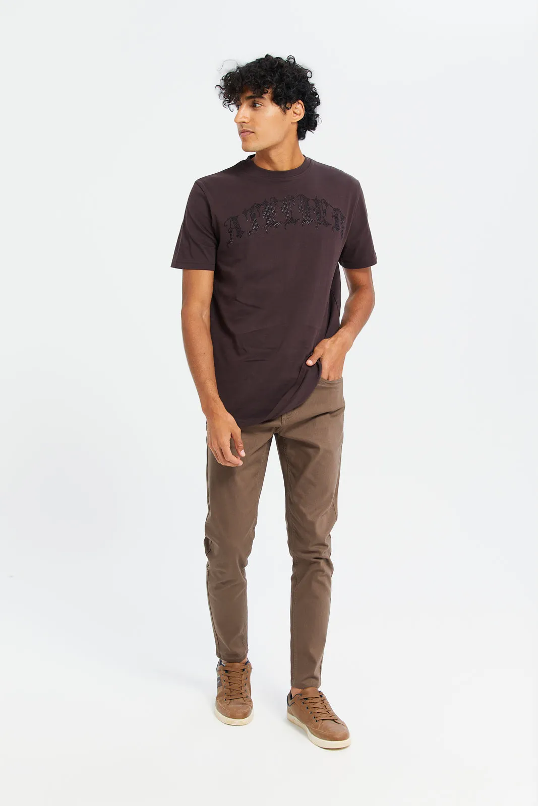 Men Beige 5-Pocket Stretch Denim Jeans