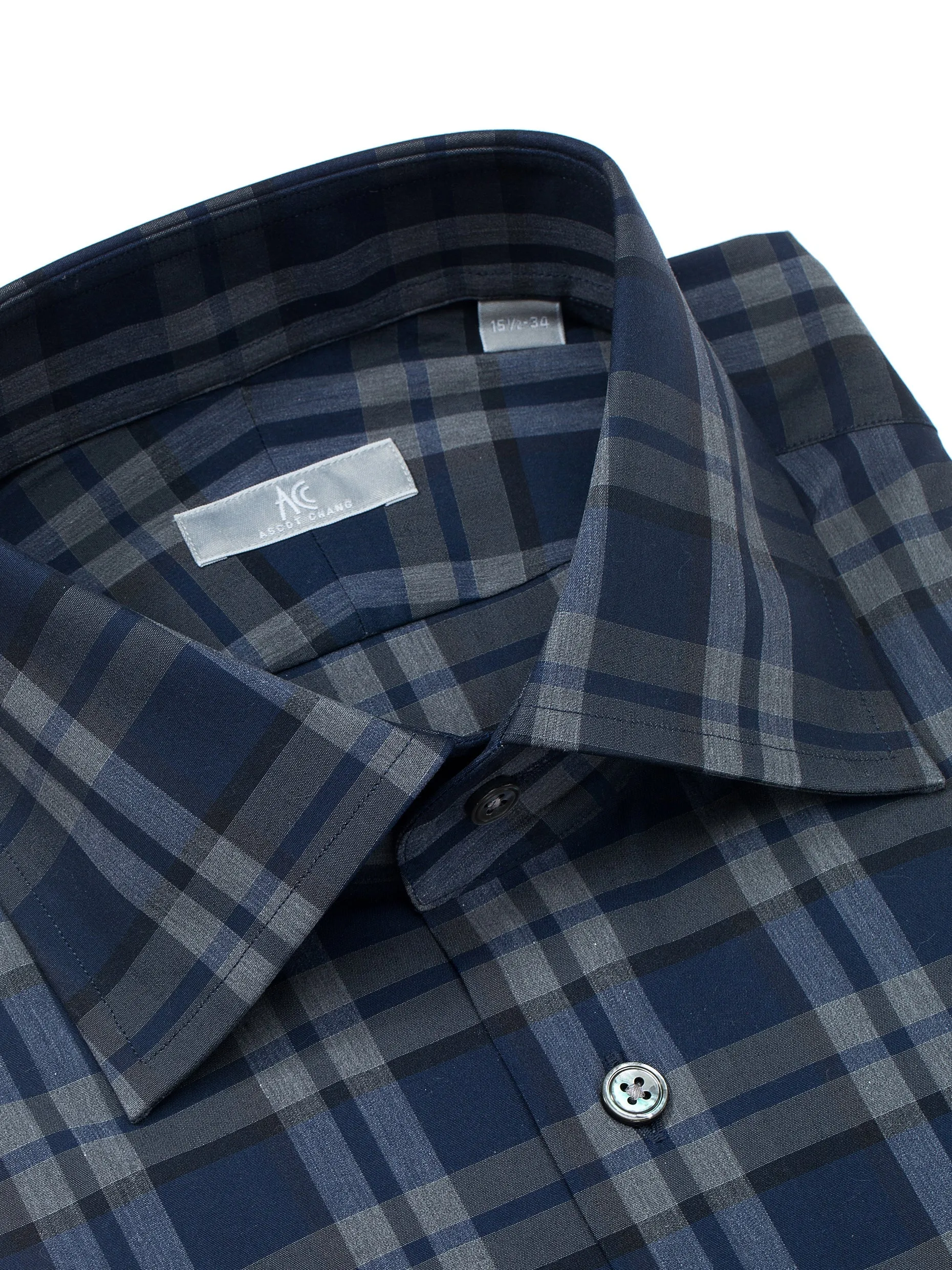 Navy and Charcoal Plaid Shirt - Fenwick Fit (Slim)