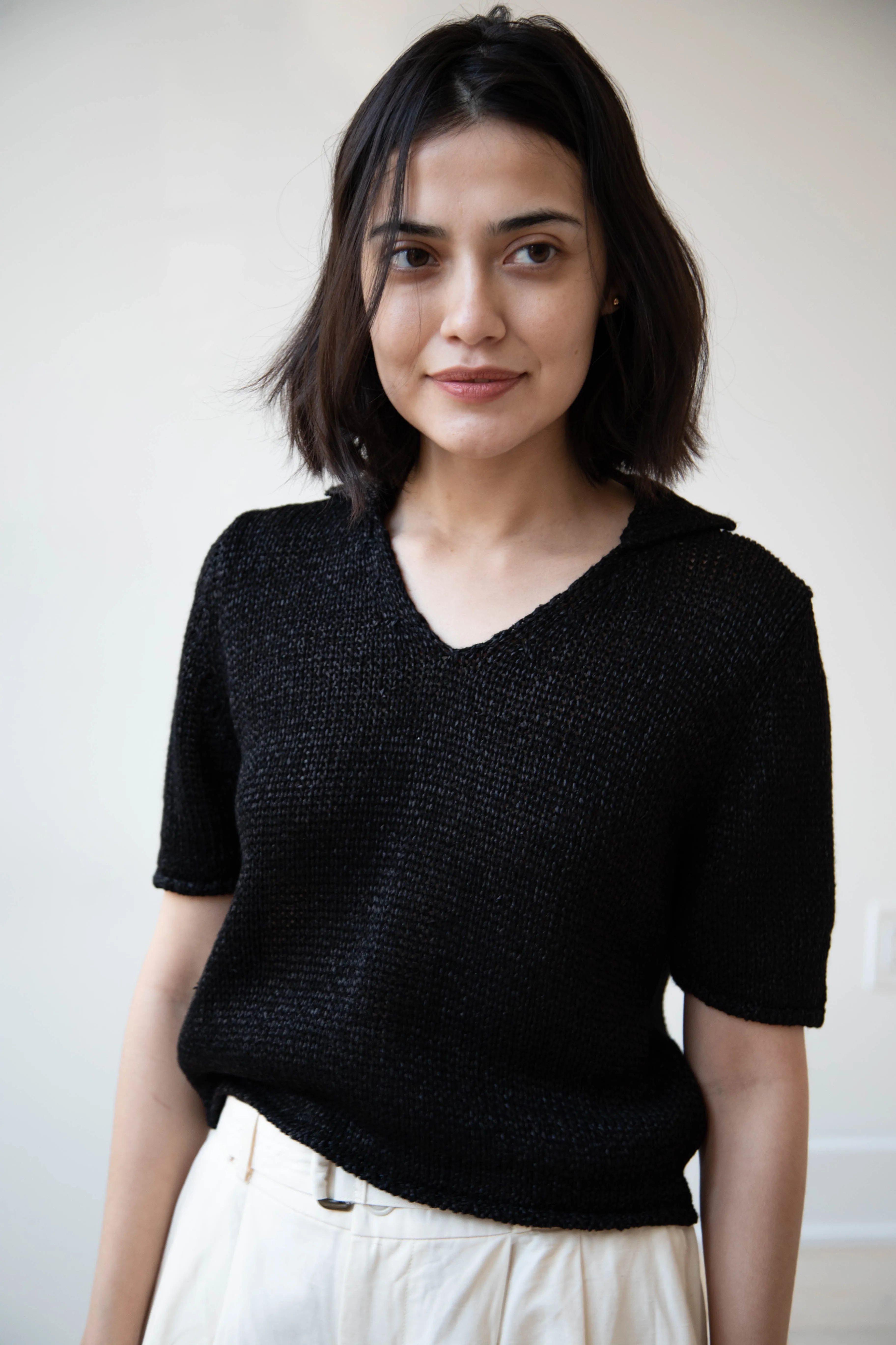 Nothing Written | Paper Polo Pullover in Black