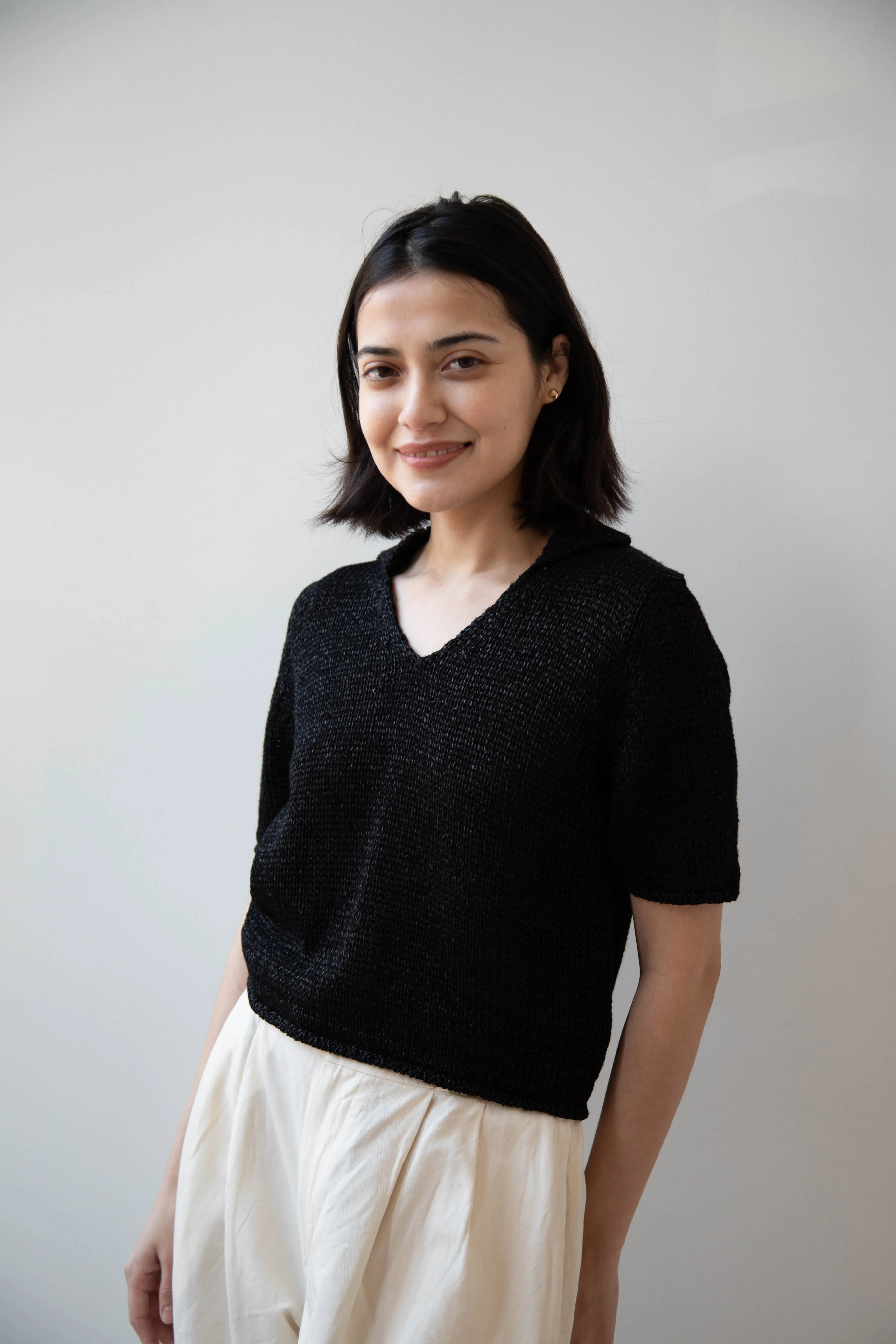 Nothing Written | Paper Polo Pullover in Black