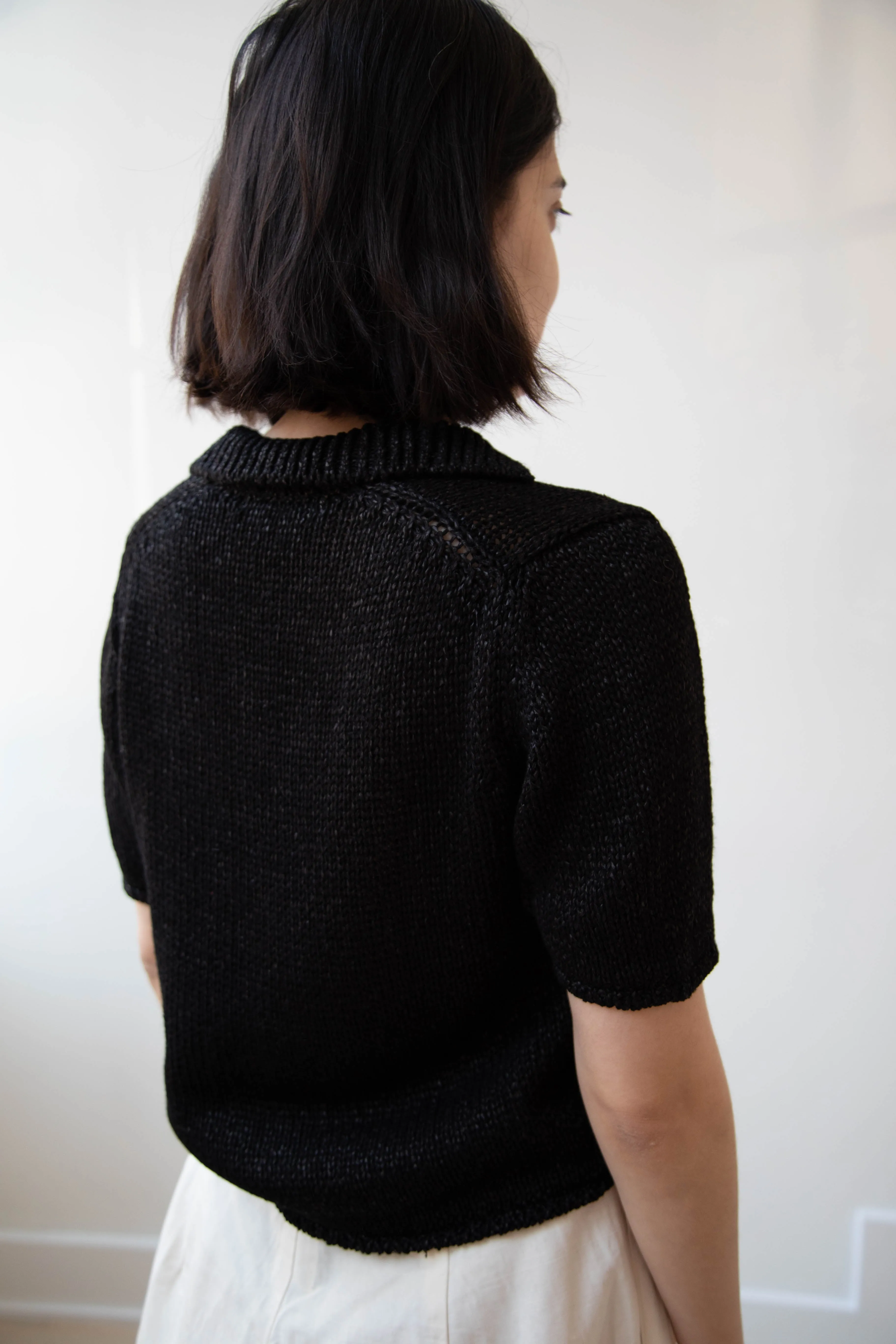 Nothing Written | Paper Polo Pullover in Black