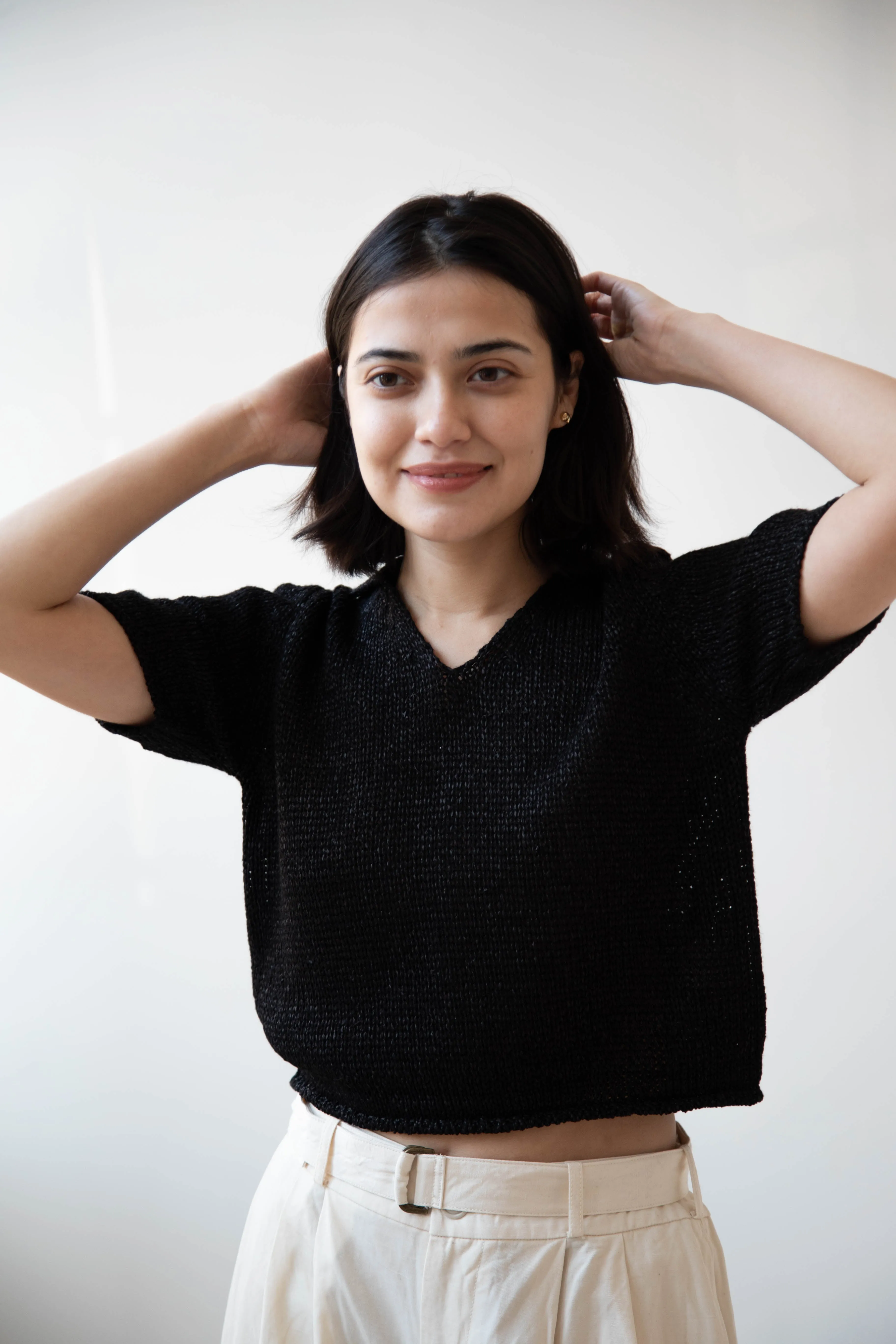 Nothing Written | Paper Polo Pullover in Black