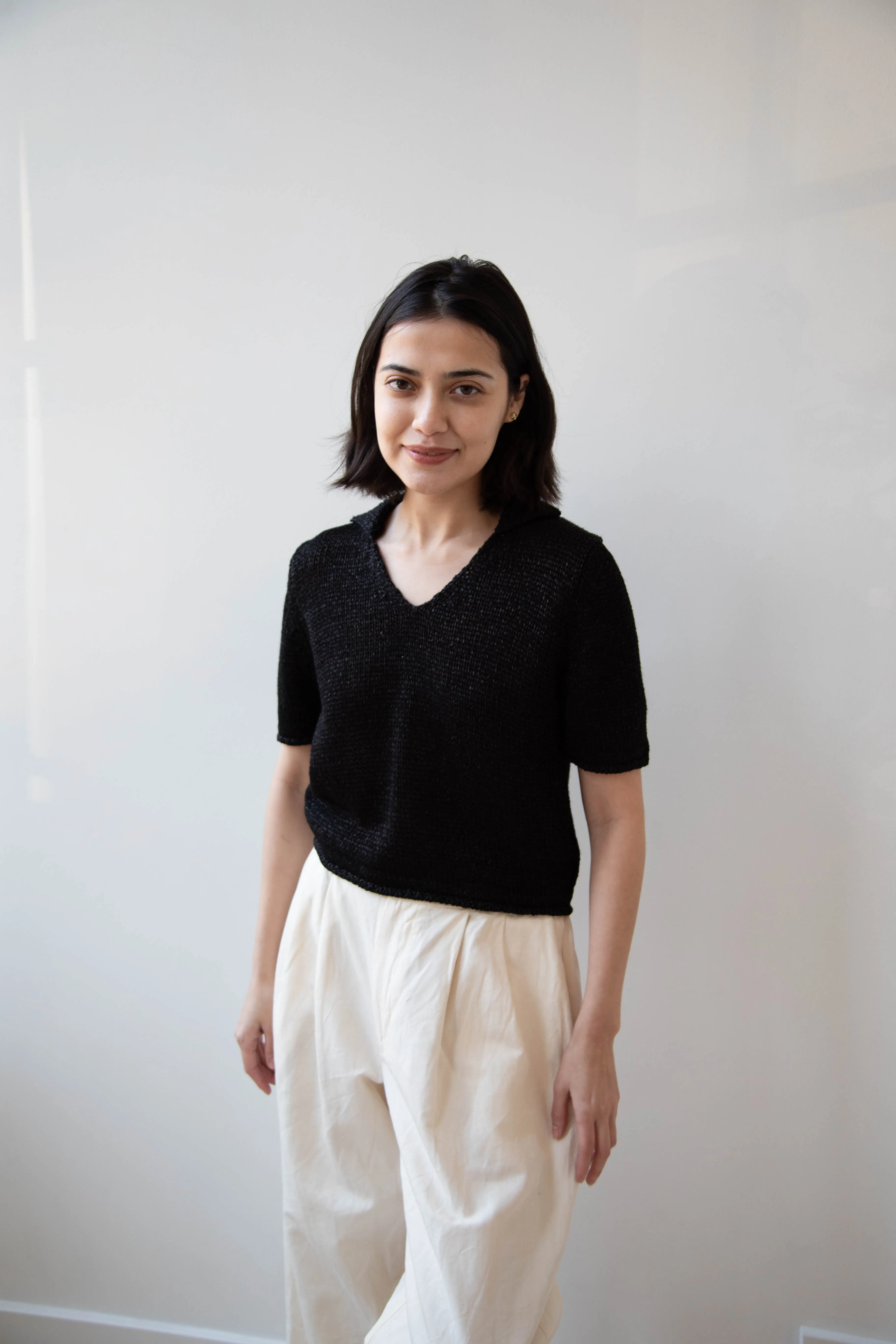 Nothing Written | Paper Polo Pullover in Black