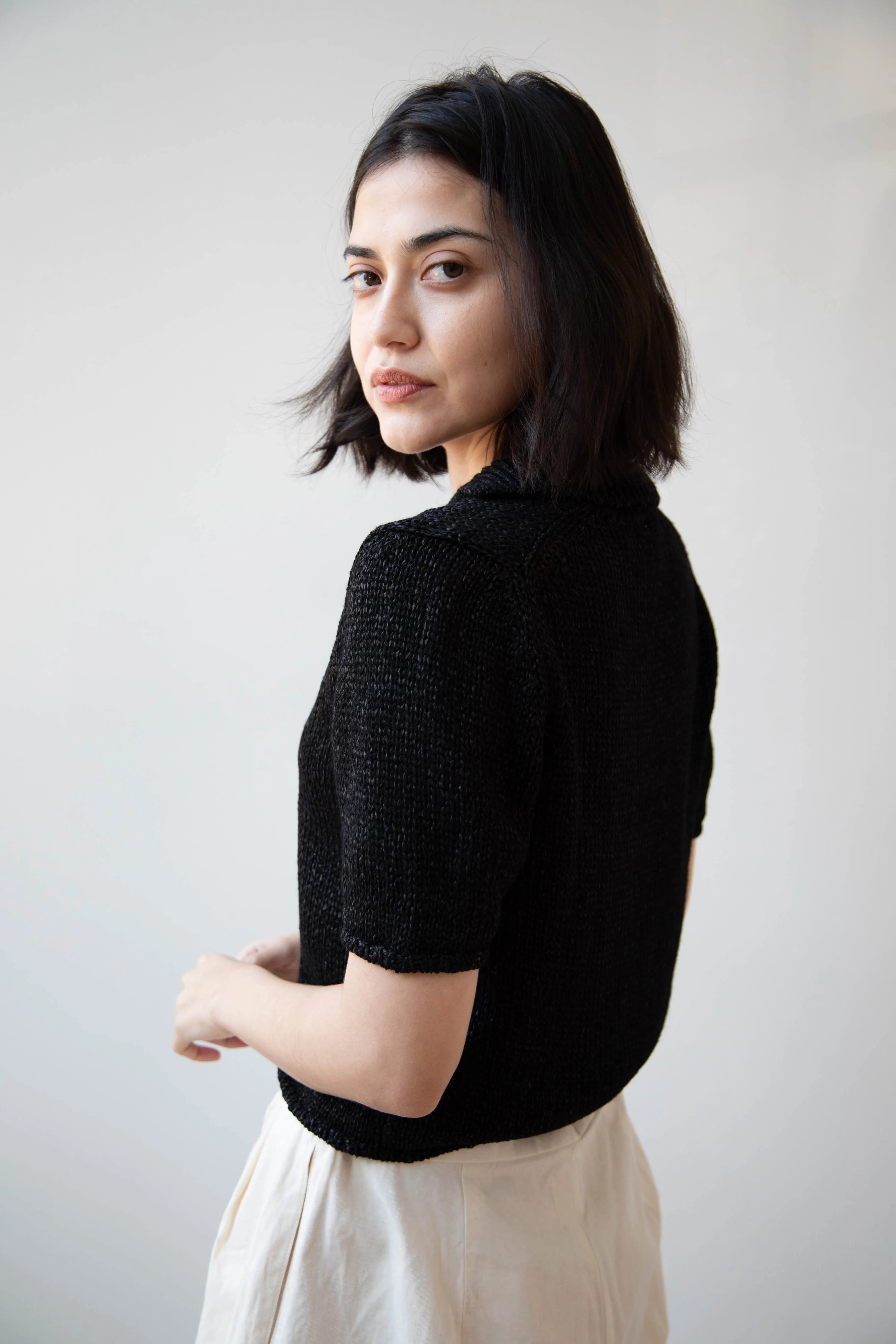 Nothing Written | Paper Polo Pullover in Black