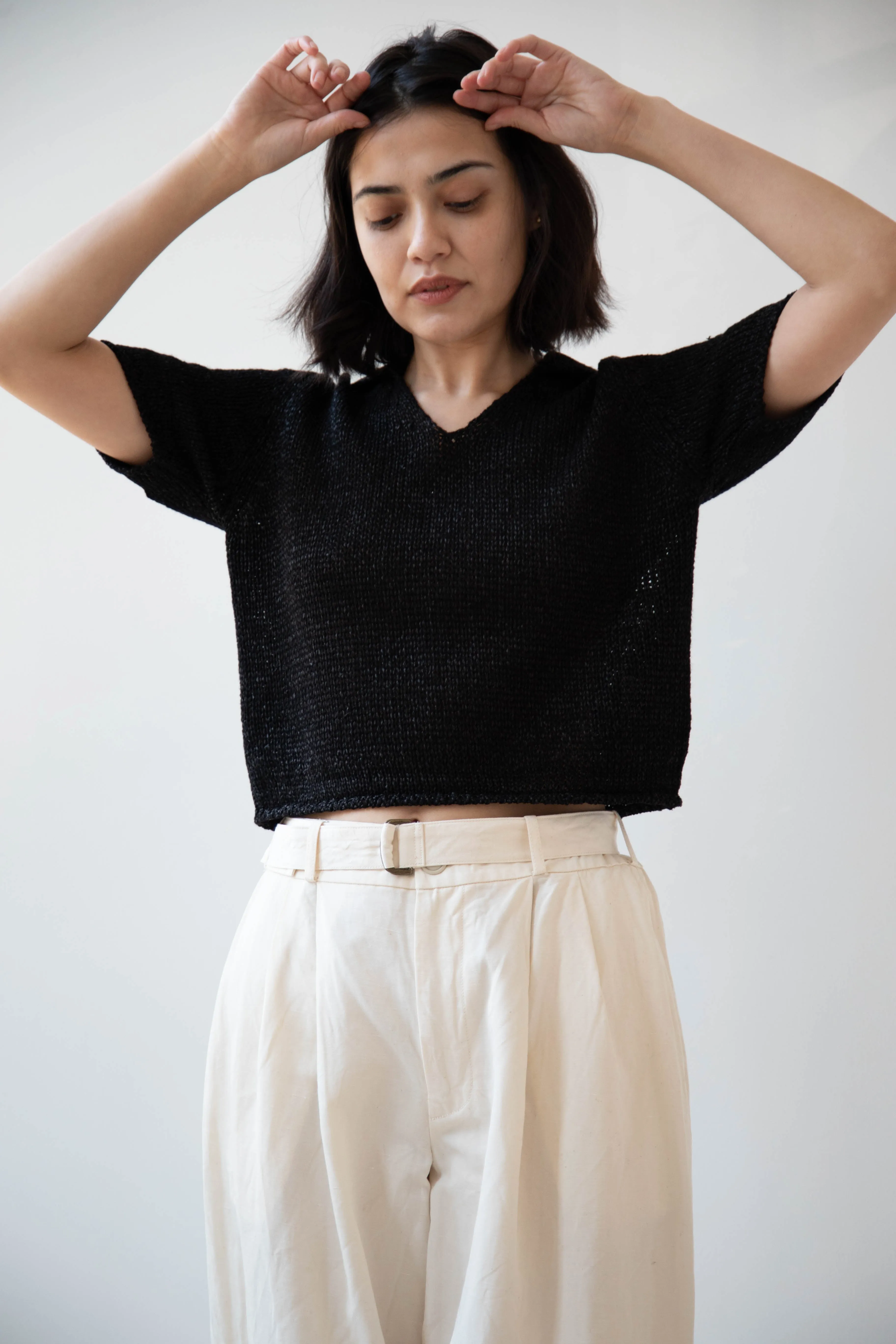 Nothing Written | Paper Polo Pullover in Black