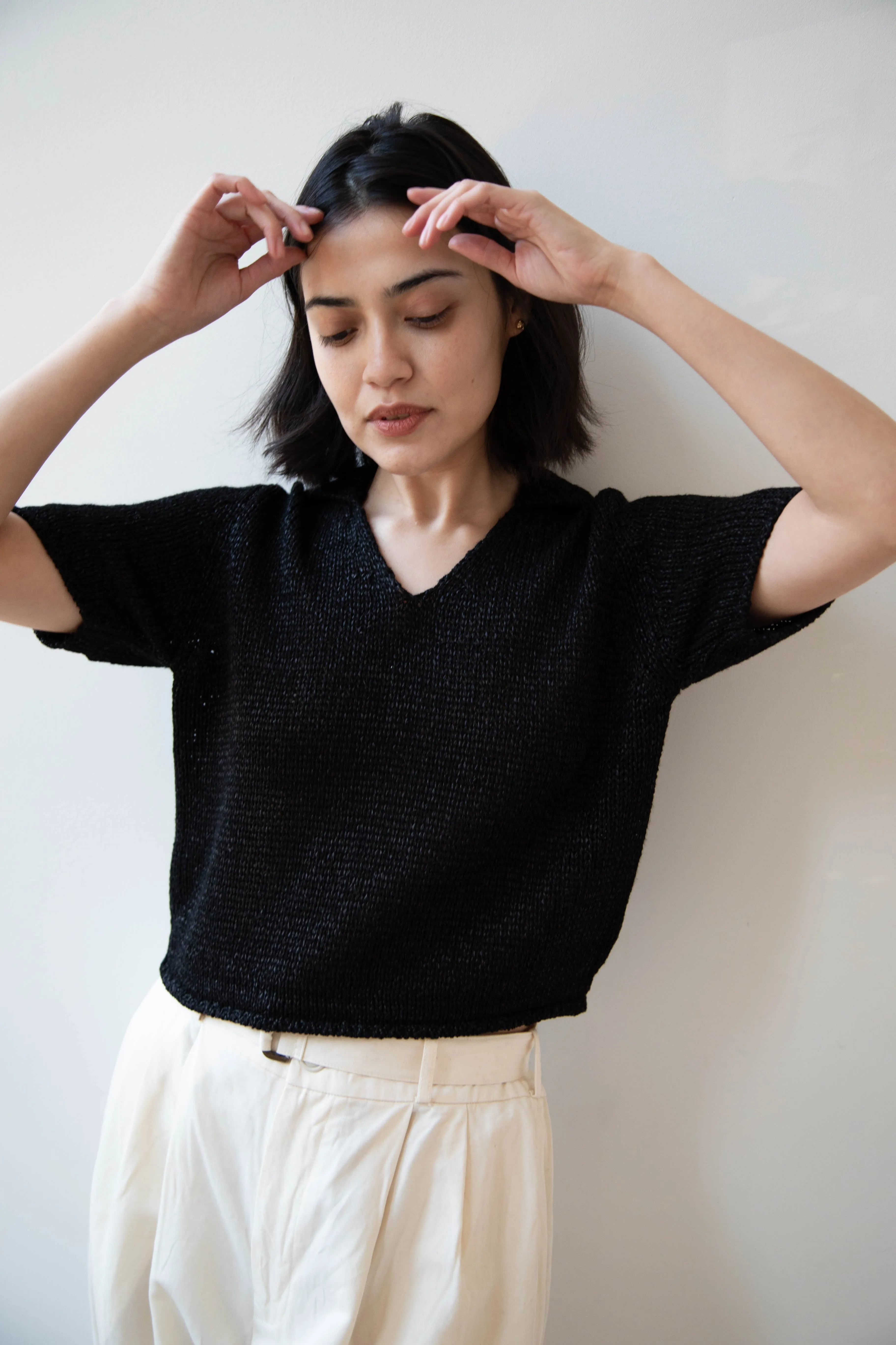 Nothing Written | Paper Polo Pullover in Black