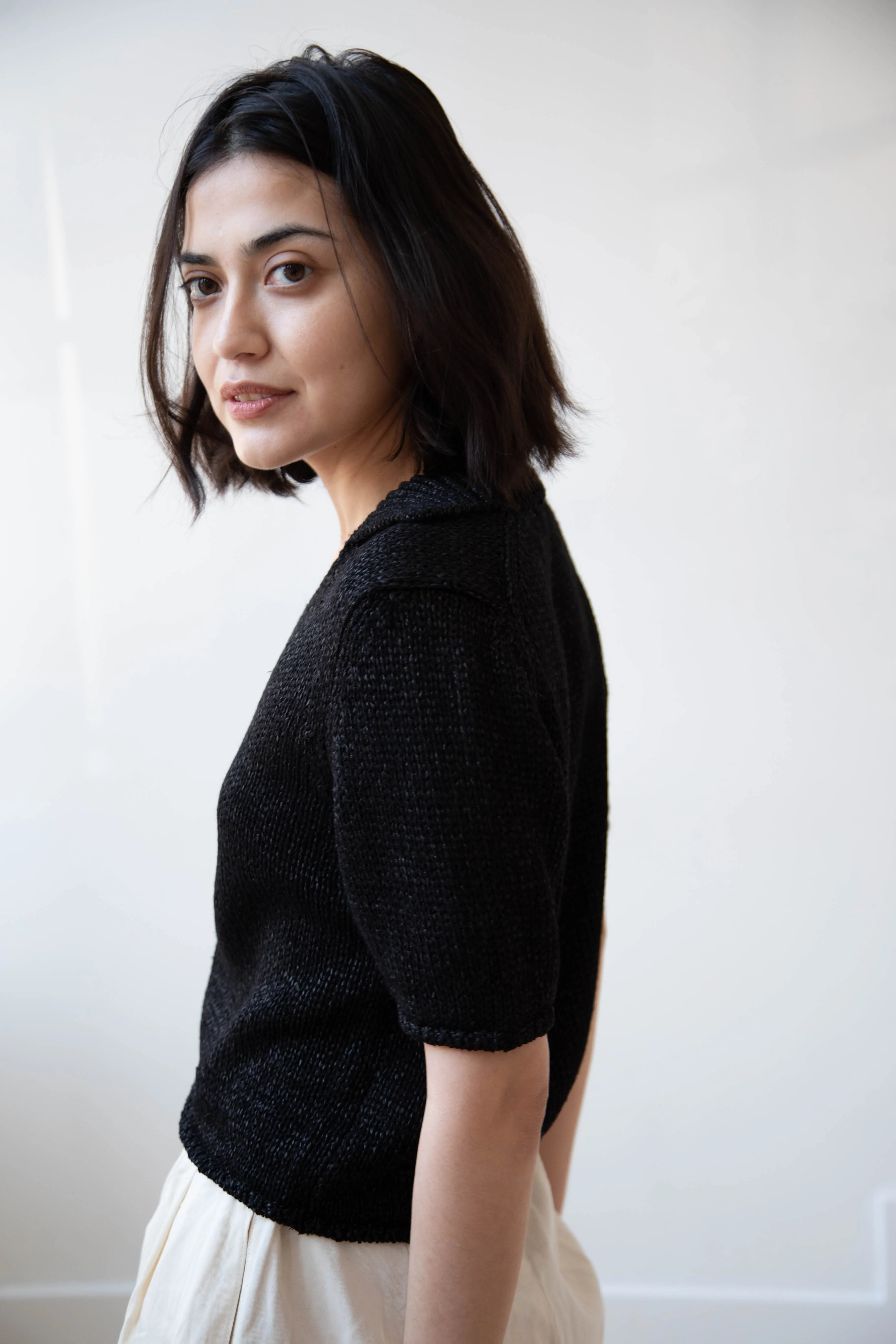 Nothing Written | Paper Polo Pullover in Black