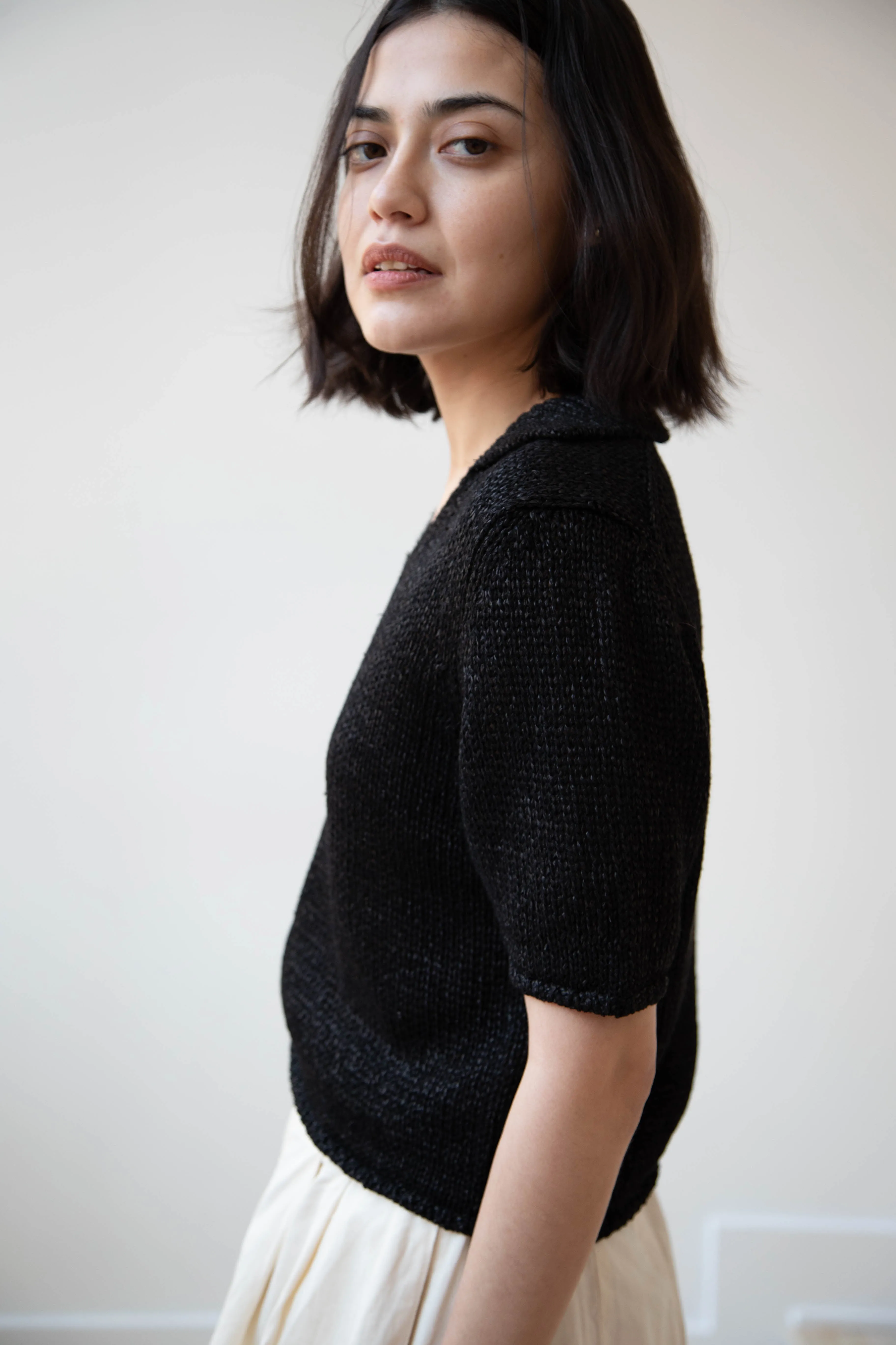 Nothing Written | Paper Polo Pullover in Black