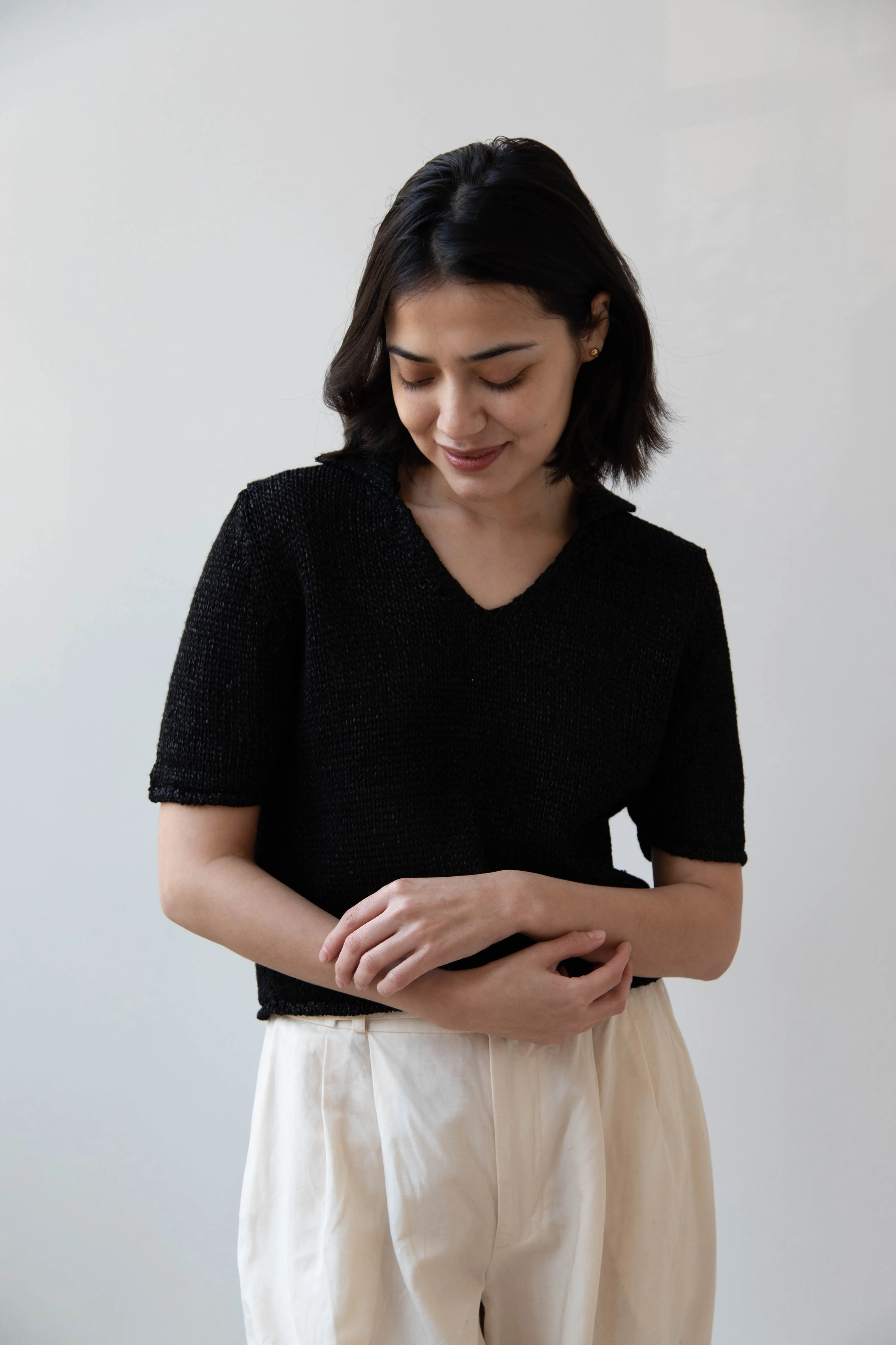 Nothing Written | Paper Polo Pullover in Black