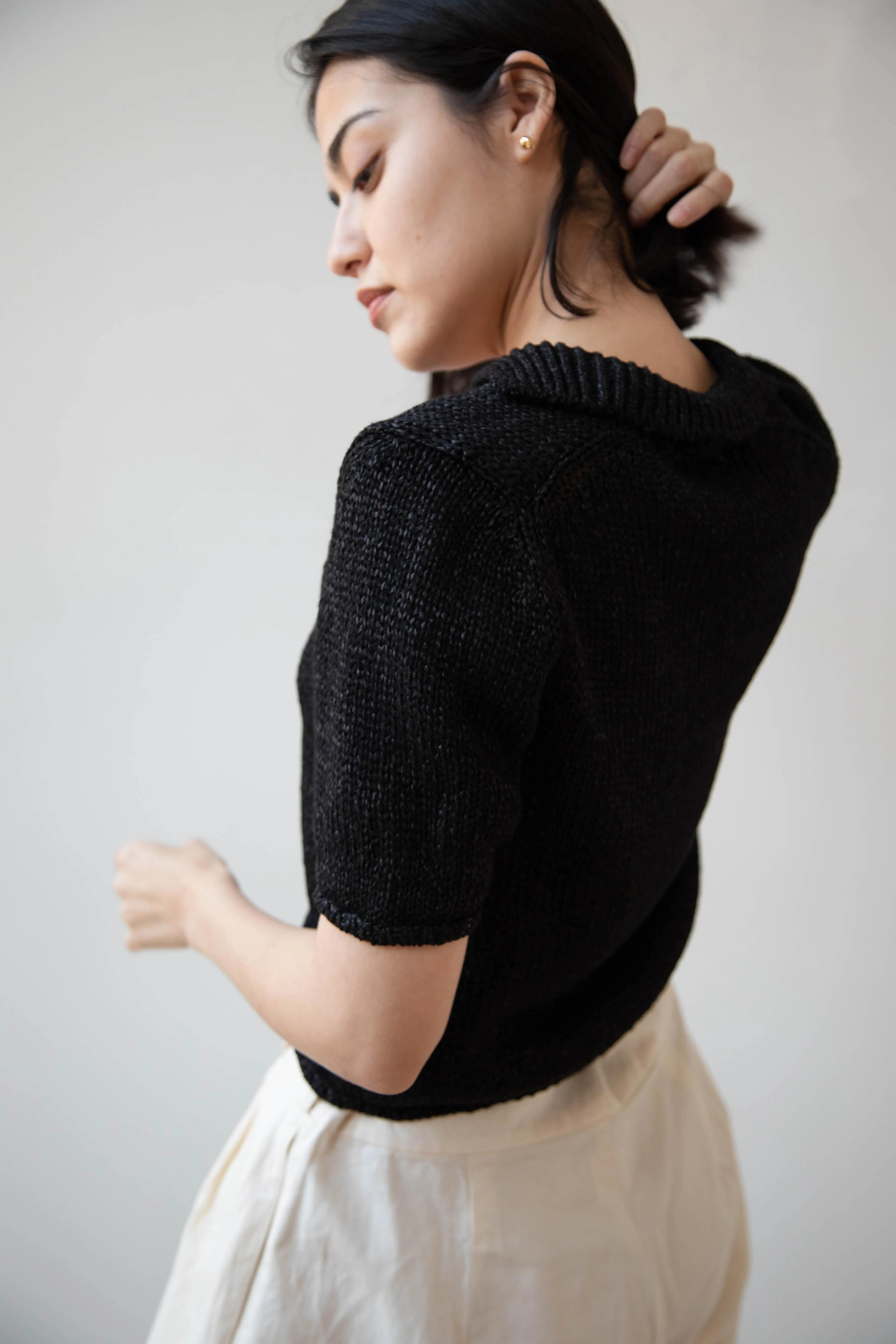 Nothing Written | Paper Polo Pullover in Black
