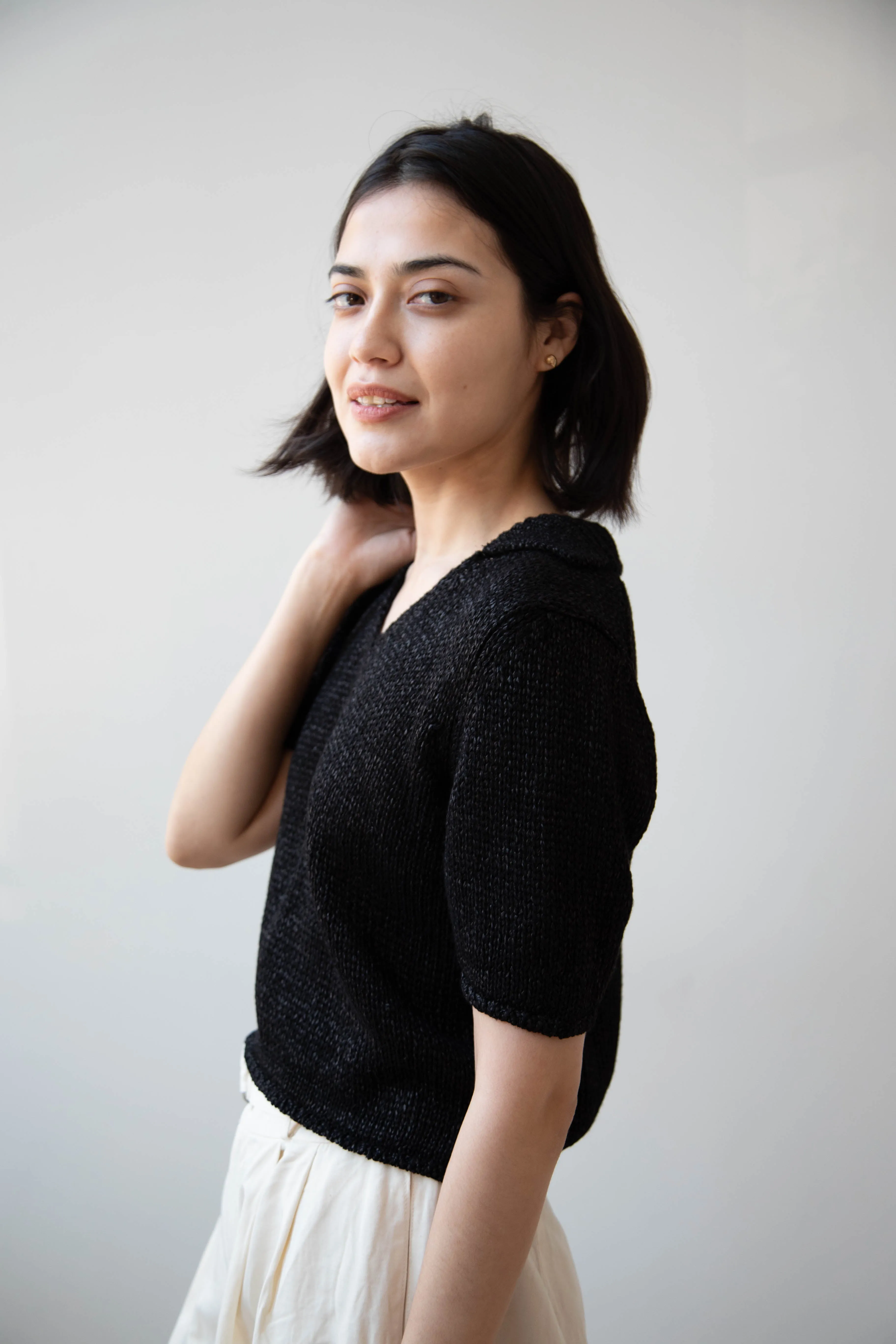 Nothing Written | Paper Polo Pullover in Black