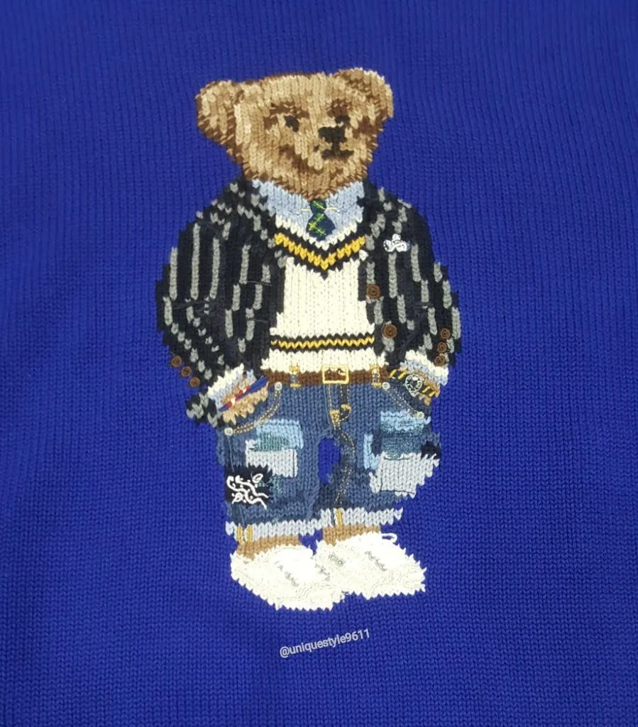 Nwt Polo Ralph Lauren Royal Blue Cardigan Vest Teddy Bear Sweater