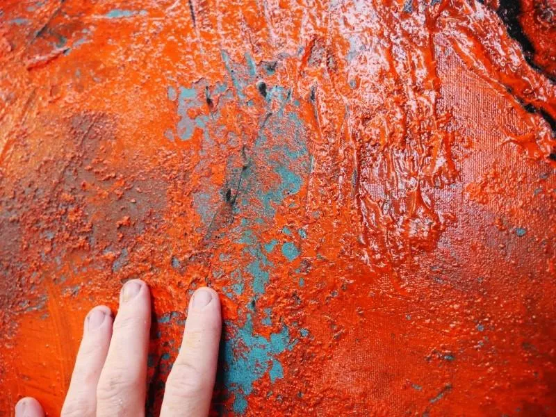 Orange and Teal Deconstruct 120cm x 150cm Orange Abstract Painting (SOLD)