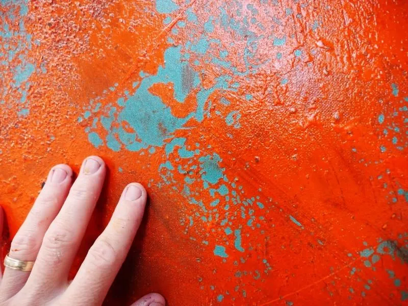 Orange and Teal Deconstruct 120cm x 150cm Orange Abstract Painting (SOLD)