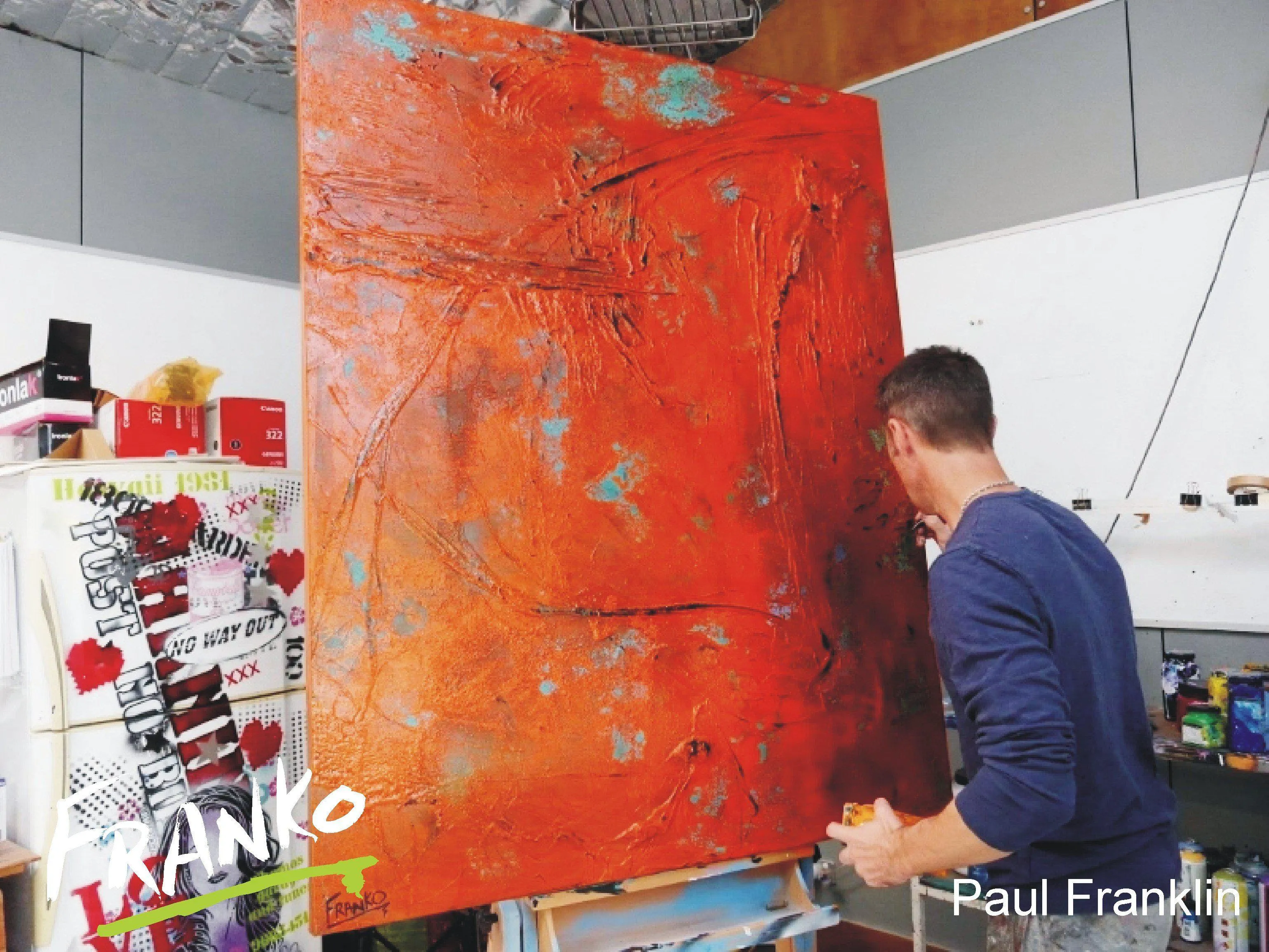 Orange and Teal Deconstruct 120cm x 150cm Orange Abstract Painting (SOLD)