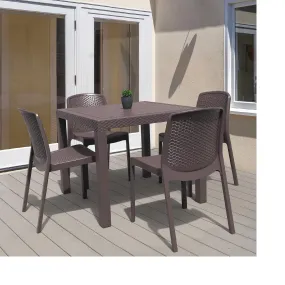 Outdoor Cedarrattan 4 Seater Dining Table and Chair (Brown)