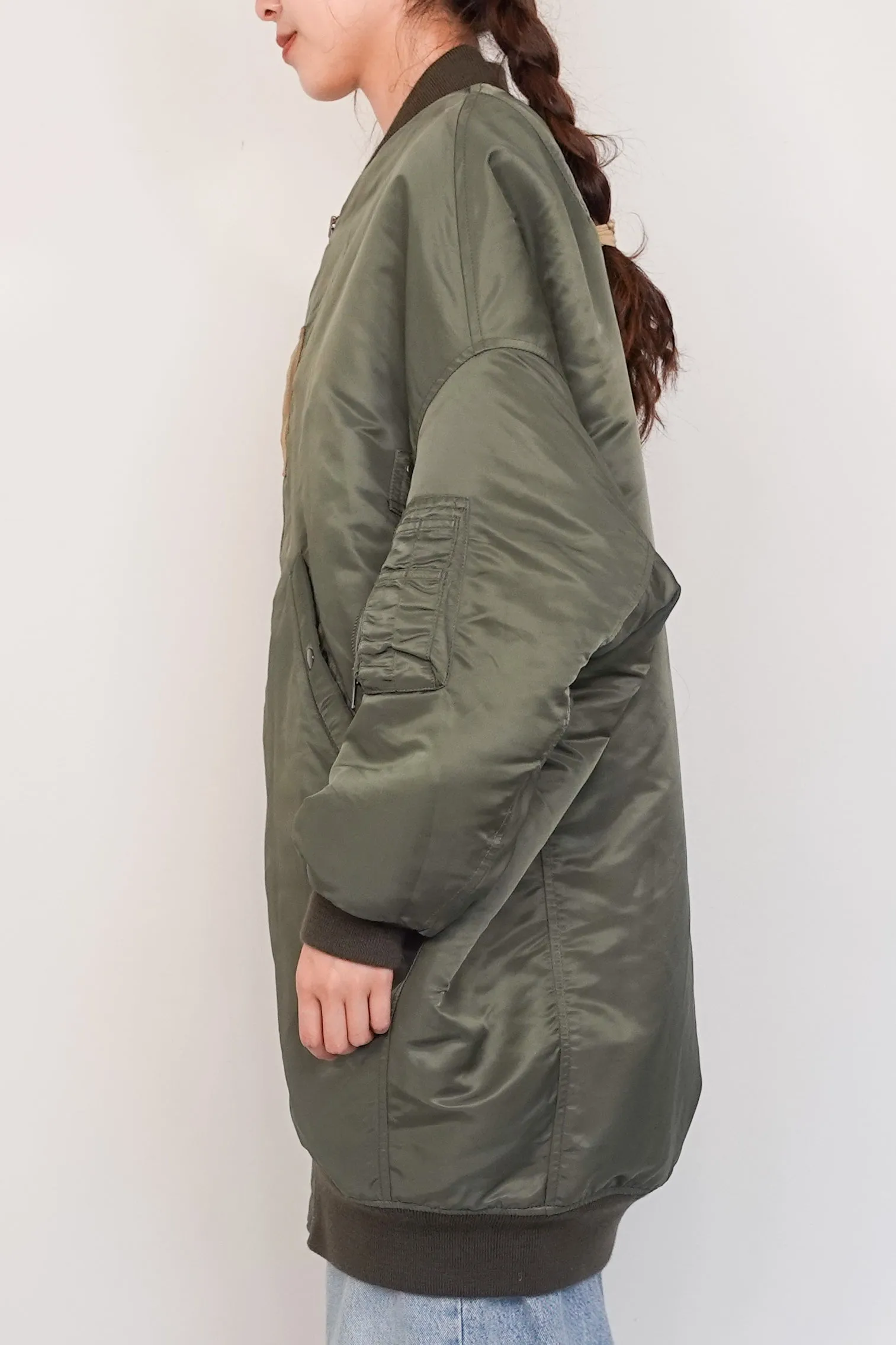oversized flight coat in vintage green