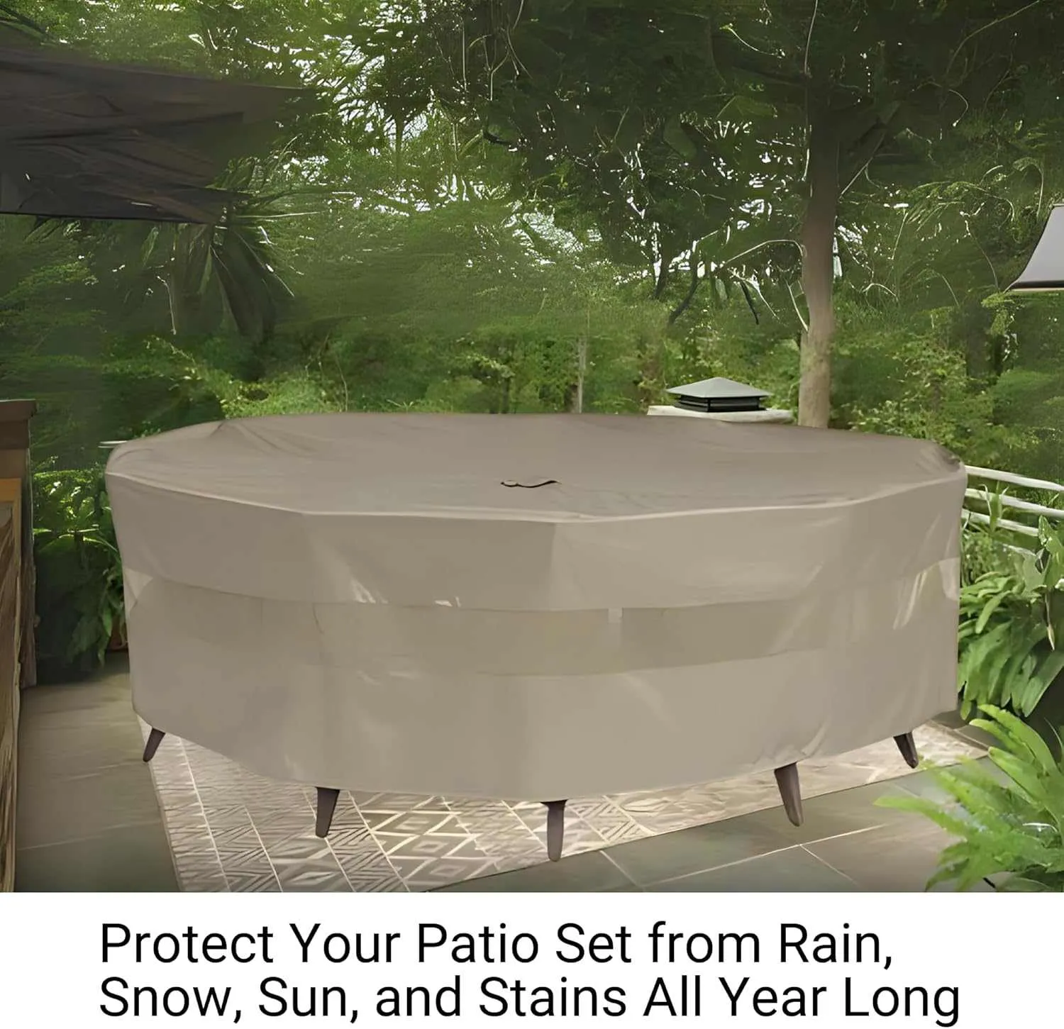 Patio Set Cover For Square or Round Table 70"Dia./L x 30"H Classic Taupe