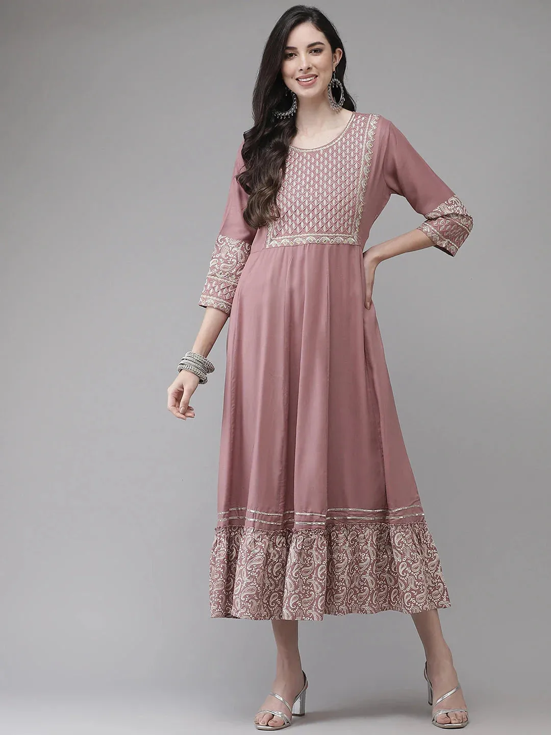 Pink Embroidered Dress