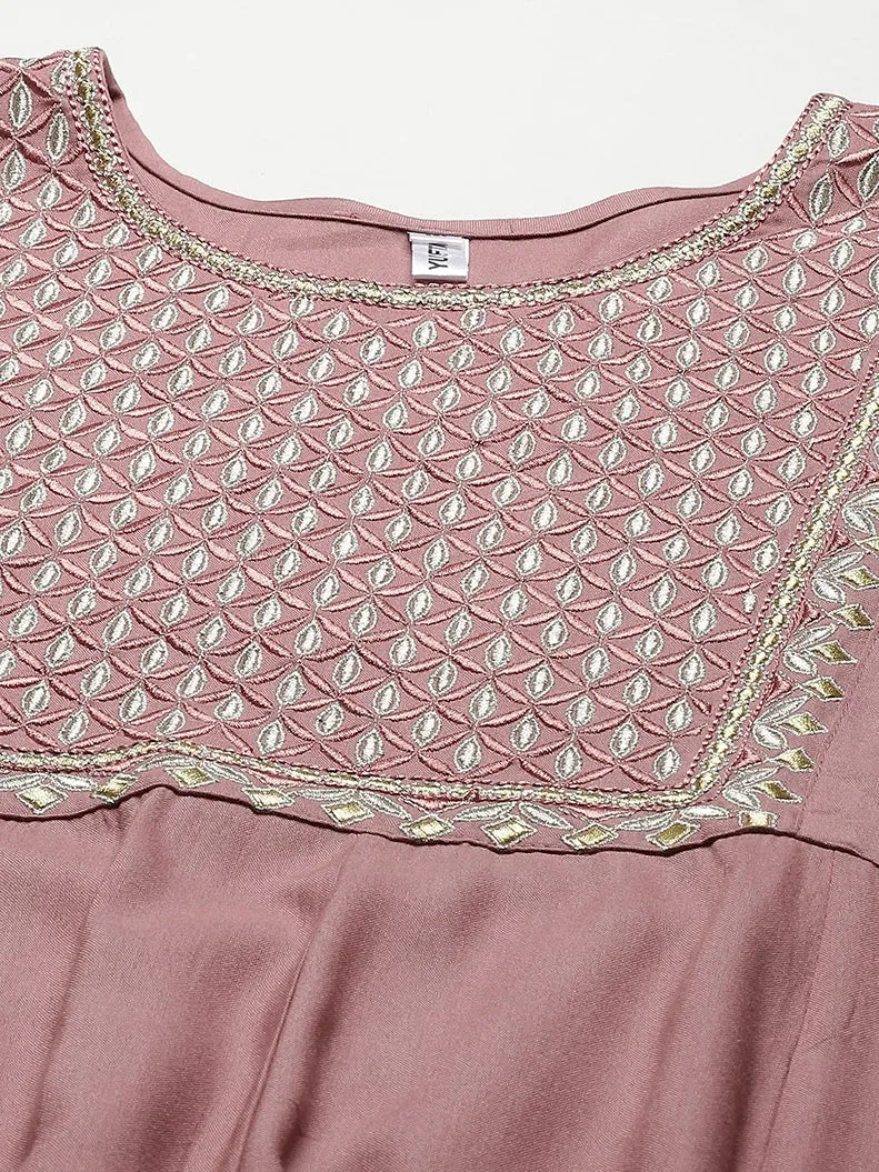 Pink Embroidered Dress