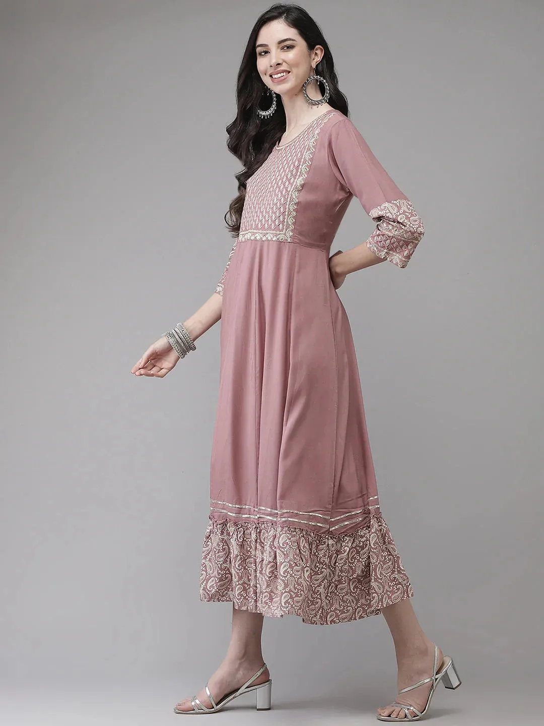 Pink Embroidered Dress