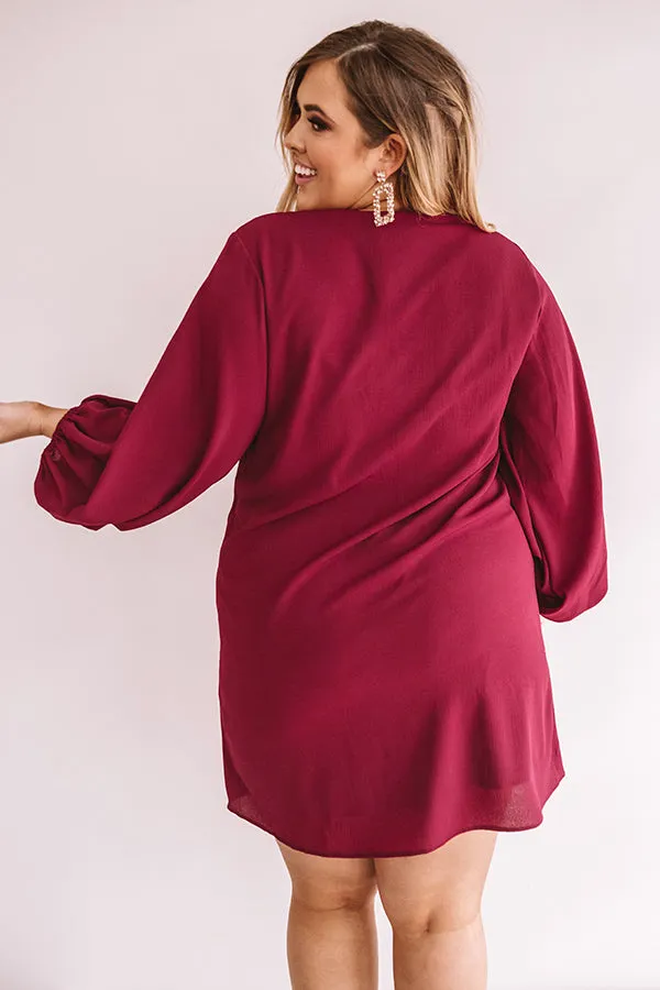 Primed To Party Shift Dress In Wine Curves