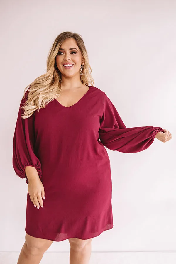 Primed To Party Shift Dress In Wine Curves