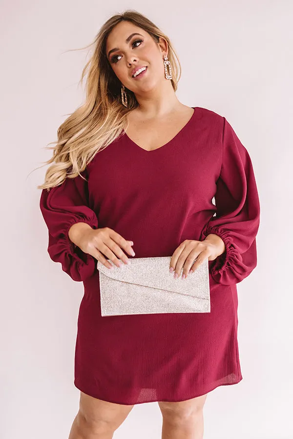 Primed To Party Shift Dress In Wine Curves