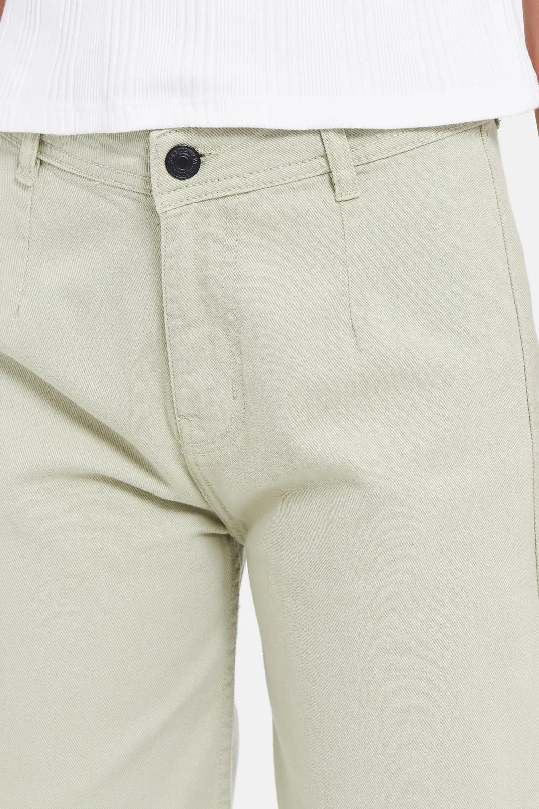 Senior Girls Green Wide leg Jeans