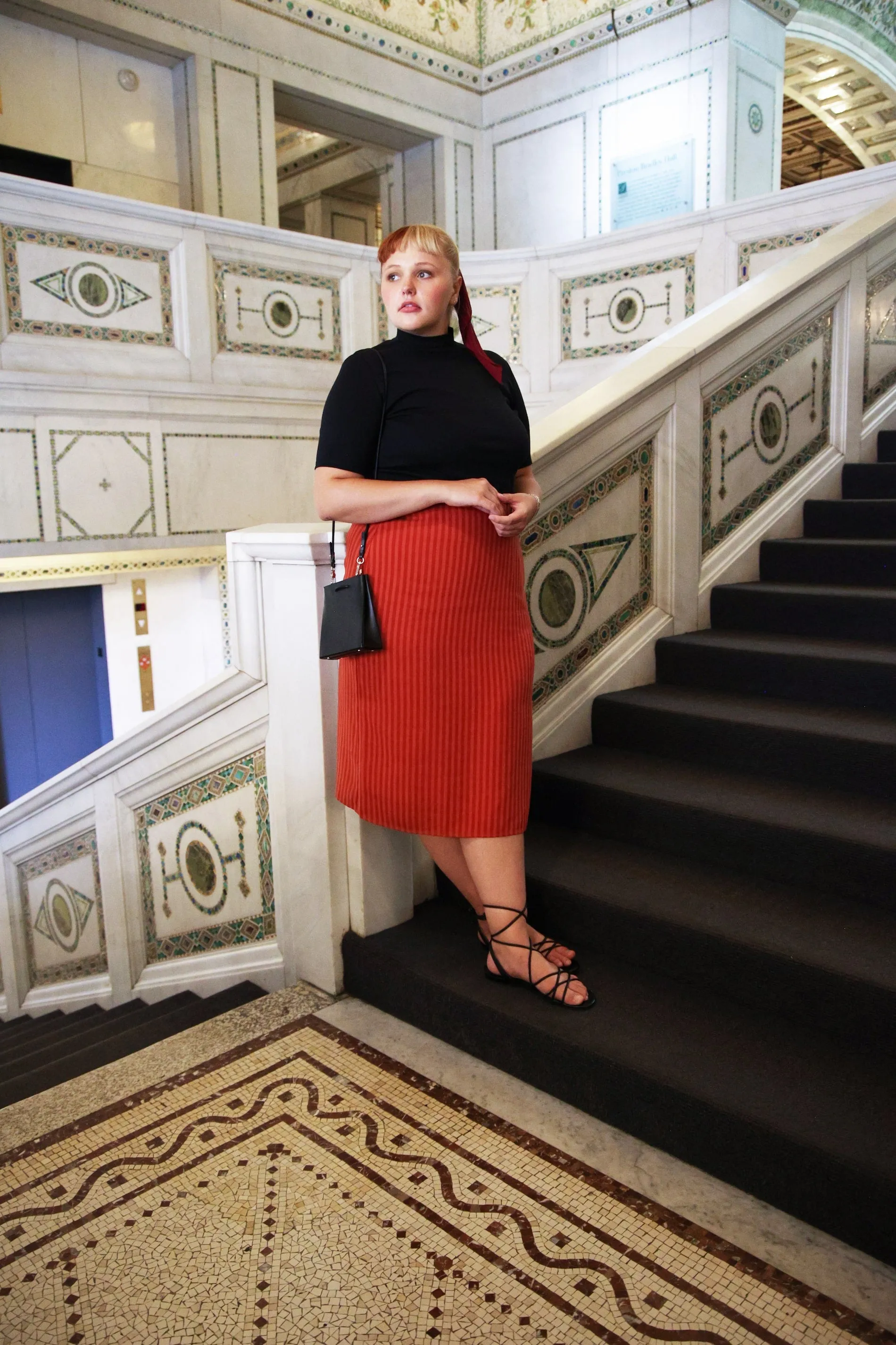 Striped TENCEL™ Lyocell Slip Skirt -- Red