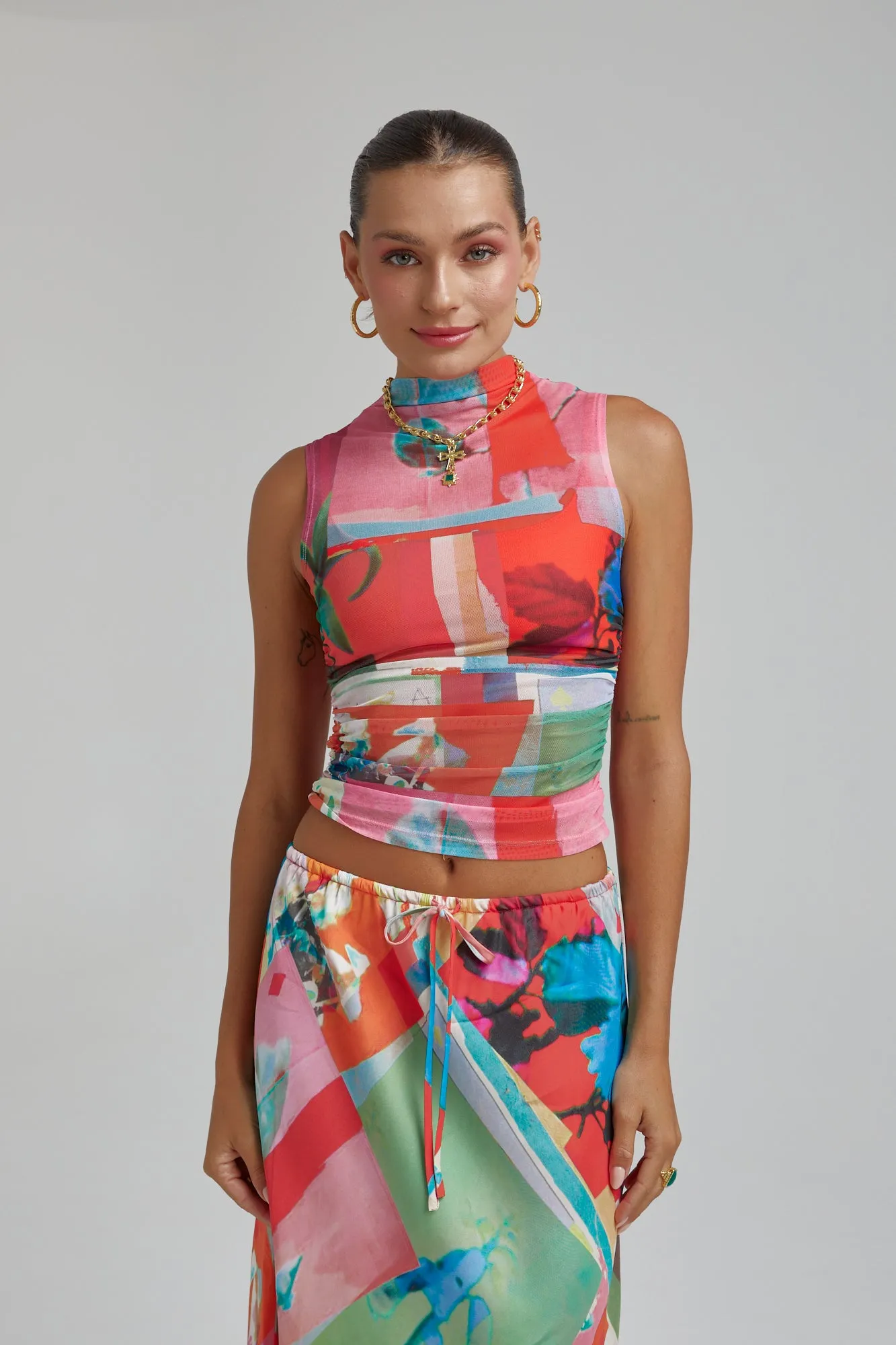 Summi Summi  Mesh High Neck Tank - Royal Montage