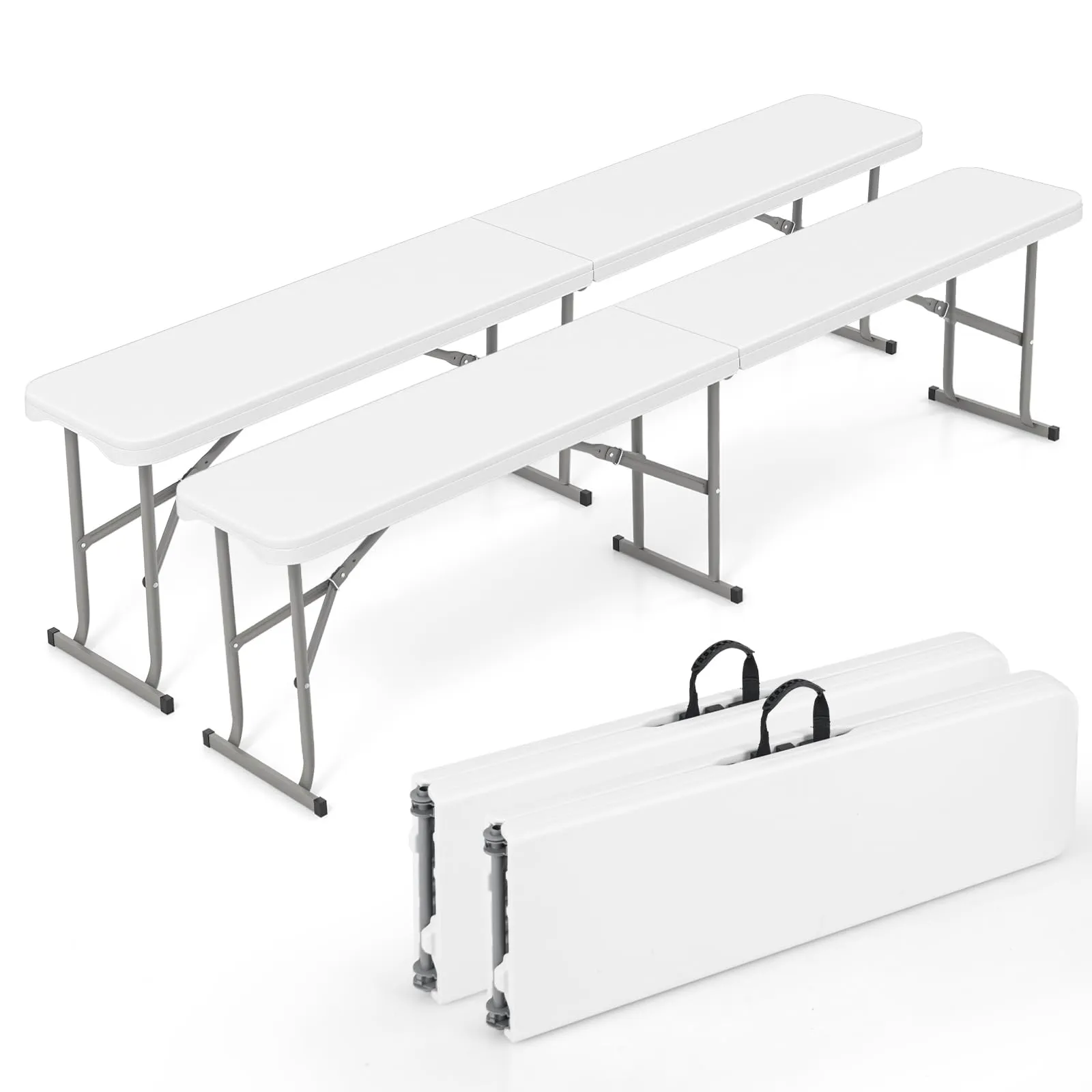 Tangkula 6 FT Plastic Folding Bench, Foldable Bench Seat with Carry Handle, Non-Slip Mat