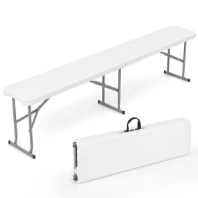 Tangkula 6 FT Plastic Folding Bench, Foldable Bench Seat with Carry Handle, Non-Slip Mat