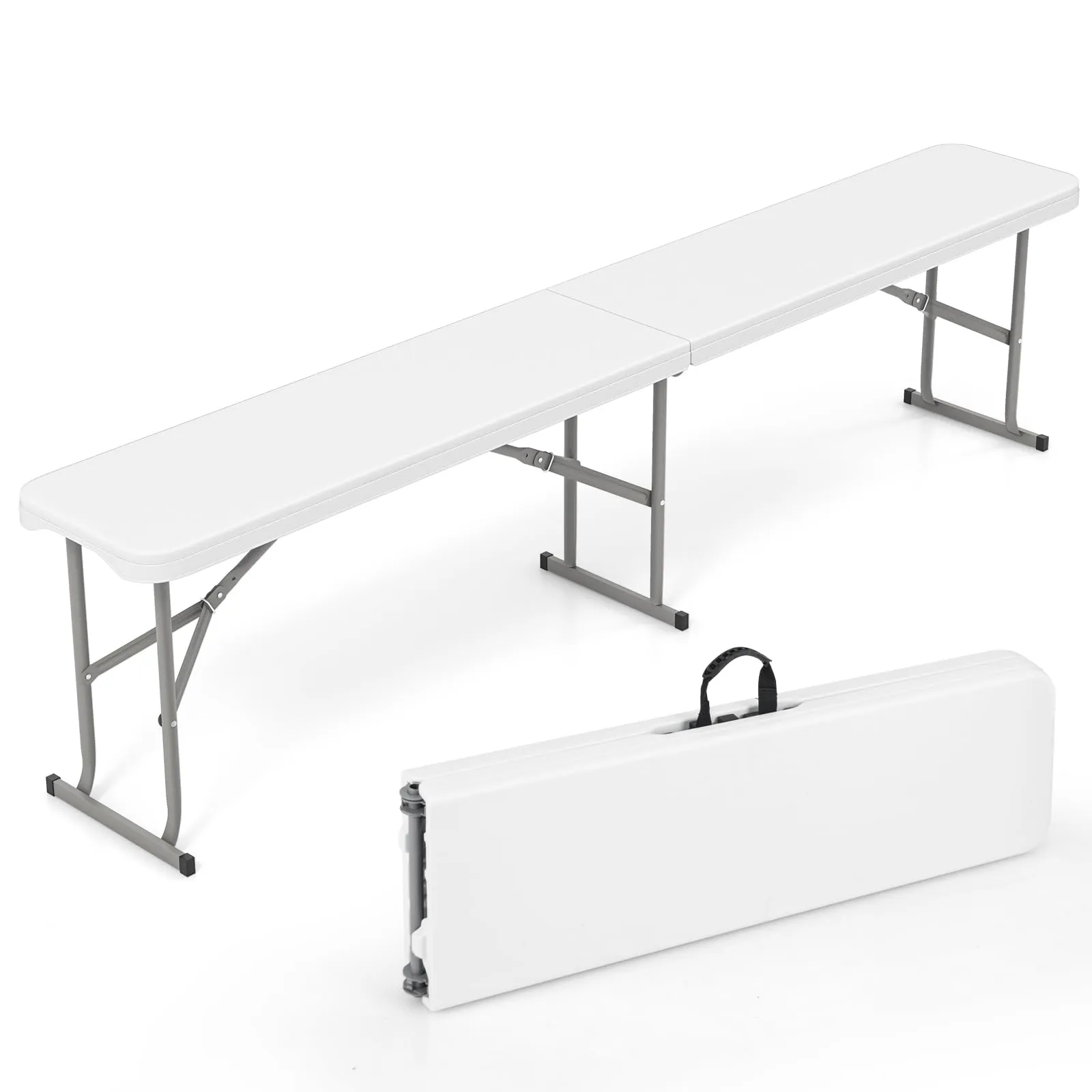 Tangkula 6 FT Plastic Folding Bench, Foldable Bench Seat with Carry Handle, Non-Slip Mat