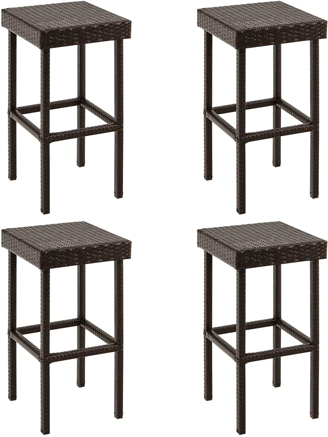 Tangkula Outdoor Bar Stool Set of 2/4, Patio Rattan Bar Chairs