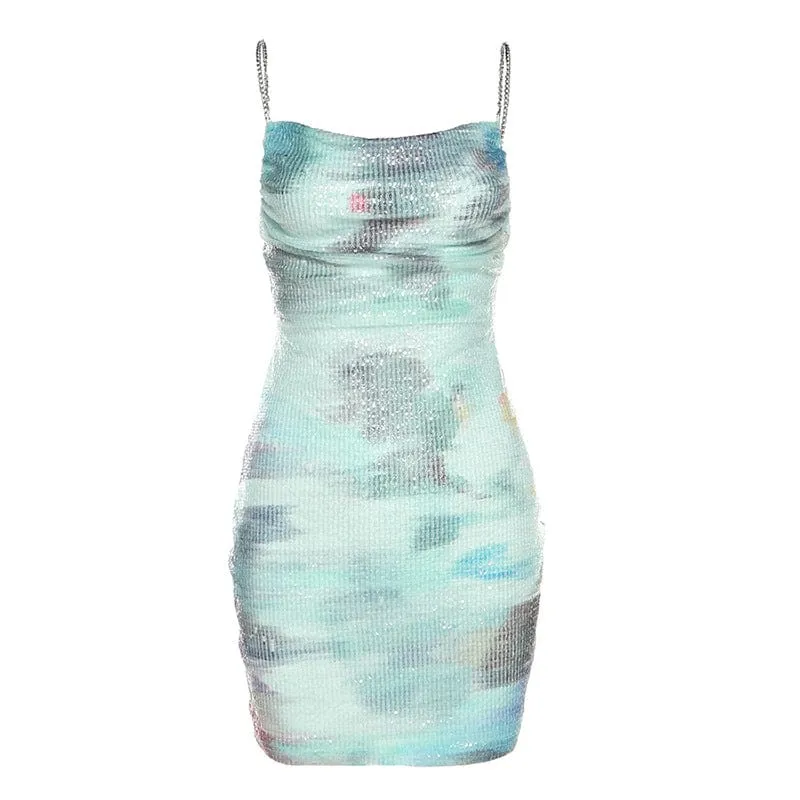 Women's Grunge Colorful Sequin Slip Dress