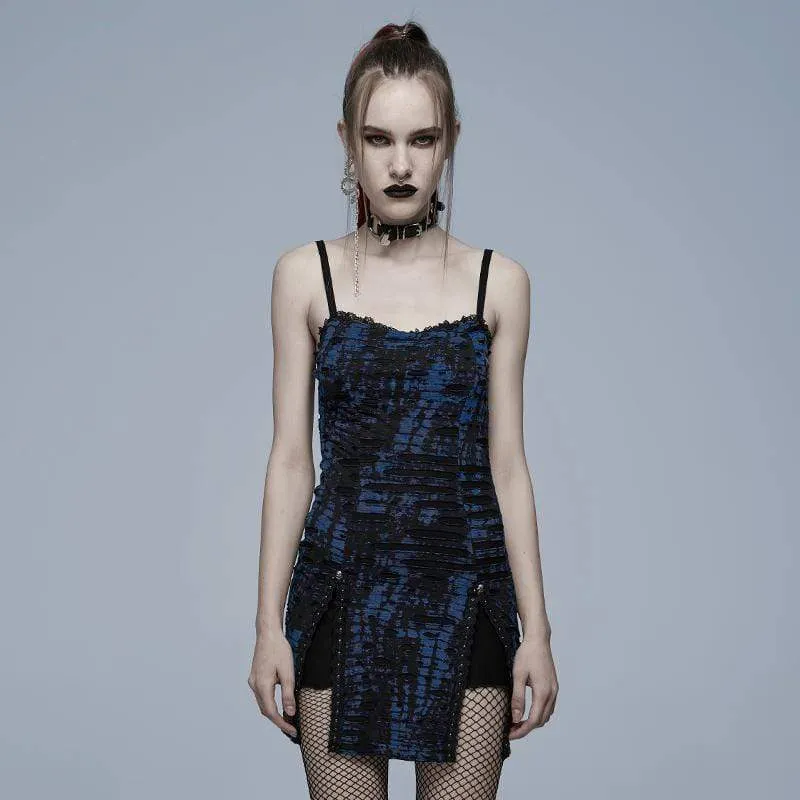 Women's Grunge Double Color Side Slit Slip Dress