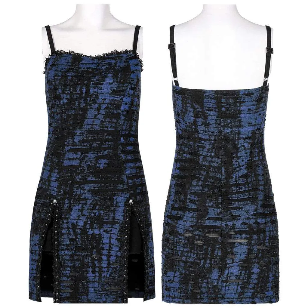 Women's Grunge Double Color Side Slit Slip Dress