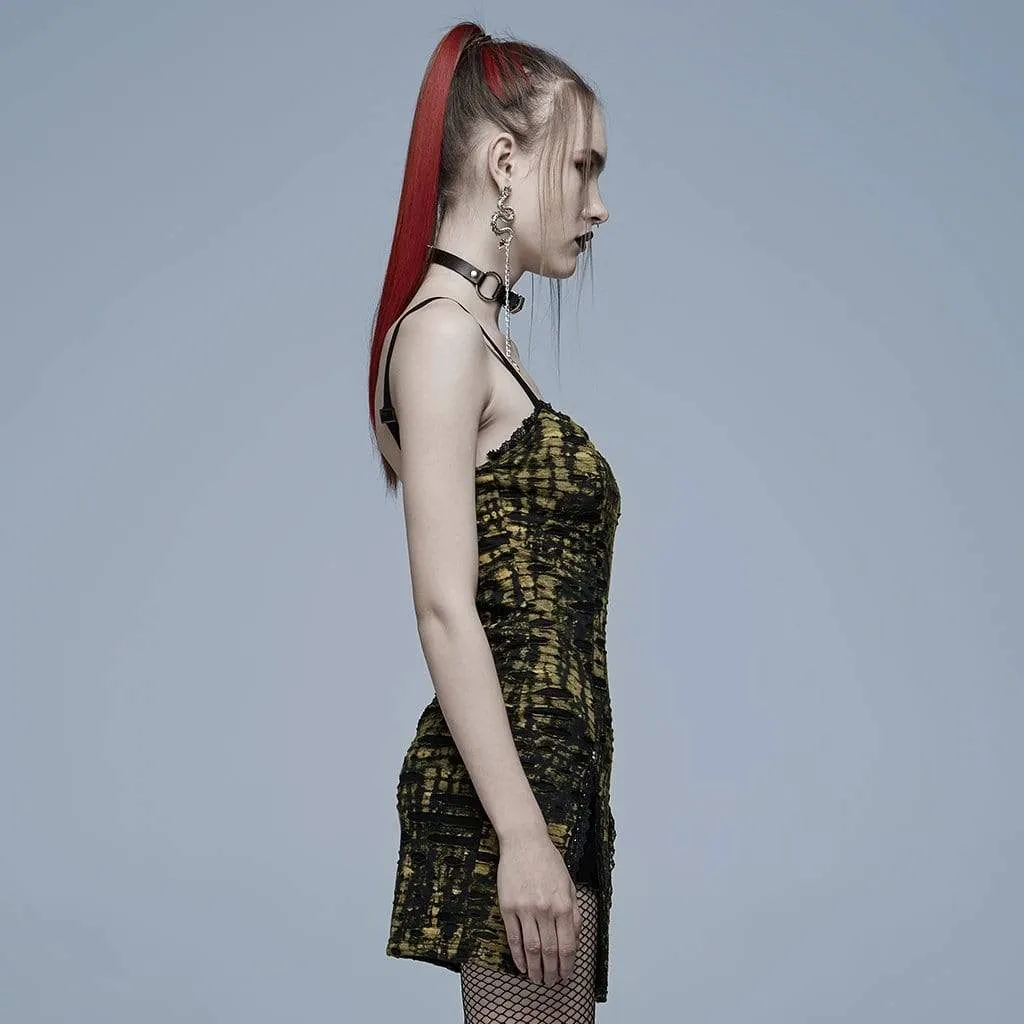 Women's Grunge Double Color Side Slit Slip Dress