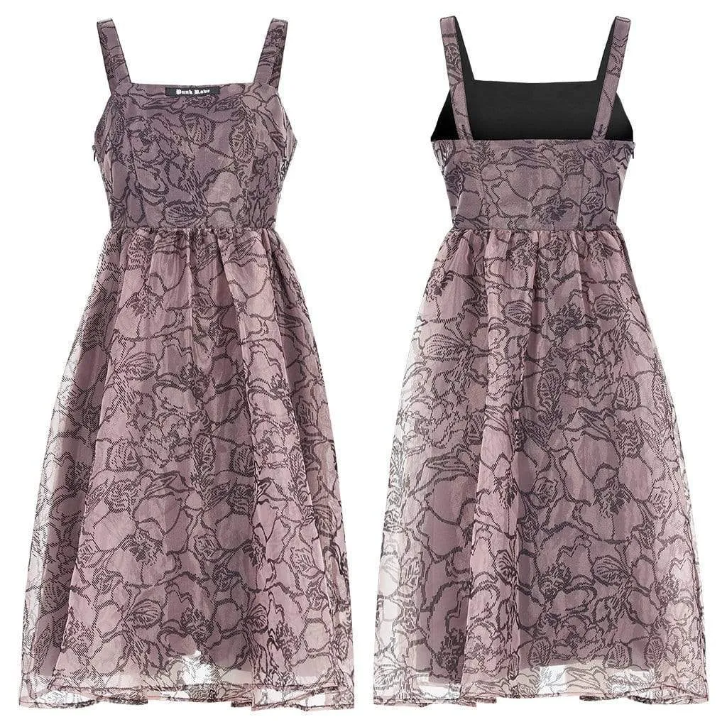 Women's Grunge Floral Printed Slip Dress