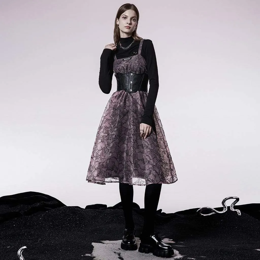 Women's Grunge Floral Printed Slip Dress