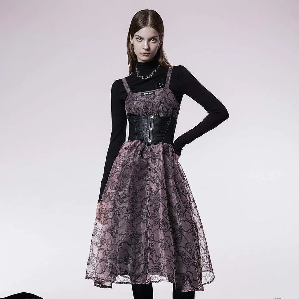 Women's Grunge Floral Printed Slip Dress