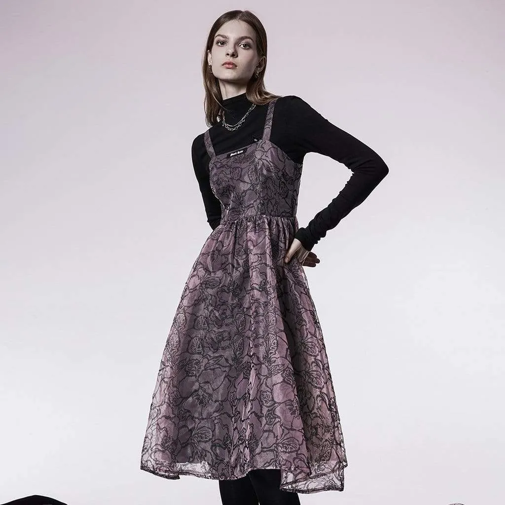 Women's Grunge Floral Printed Slip Dress