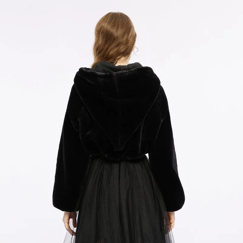 Women's Grunge Spider Web Embroidered Fluffy Coat