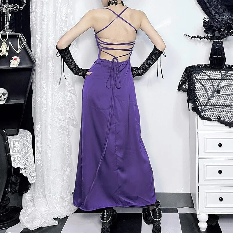 Women's Grunge Split Lace-up Nightgown Slip Dress