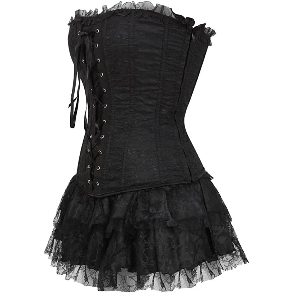 Women's Overbust Corset with Layered Tutu Dress Set Gothic Costumes